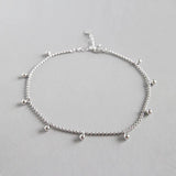 925 Sterling Silver Beaded Charm Anklet for Women Girls