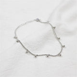 925 Sterling Silver Beaded Charm Anklet for Women Girls