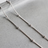 925 Silver Beaded Link Chain Anklet Women Adjustable Length YMA017
