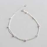 Double Layer Chain Anklets Women Girls 925 Sterling Silver Foot Bracelets