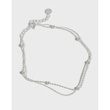 Double Layer Chain Anklets Women Girls 925 Sterling Silver Foot Bracelets