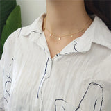 925 Silver Choker Necklace Korea String Wafer Mini Clavicular Chain Necklaces