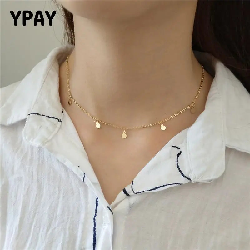 925 Silver Choker Necklace Korea String Wafer Mini Clavicular Chain Necklaces
