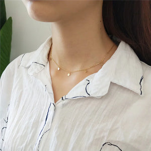 925 Silver Choker Necklace Korea String Wafer Mini Clavicular Chain Necklaces