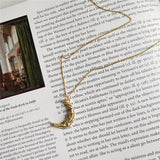925 Silver Pleat Ripple Moon Pendant Necklace Korea Creative Necklaces