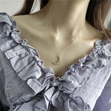 925 Silver Pleat Ripple Moon Pendant Necklace Korea Creative Necklaces