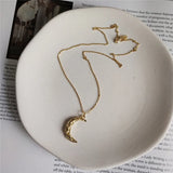 925 Silver Pleat Ripple Moon Pendant Necklace Korea Creative Necklaces