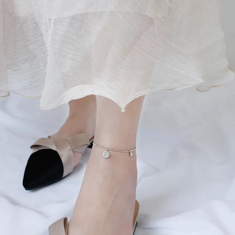 925 Silver Anklet with Zircon Inlay for Women YMA009