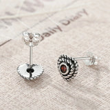 Vintage 925 Silver Heart Stud Earrings Women Jewelry YME038