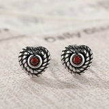 Vintage 925 Silver Heart Stud Earrings Women Jewelry YME038