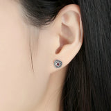 Vintage 925 Silver Heart Stud Earrings Women Jewelry YME038