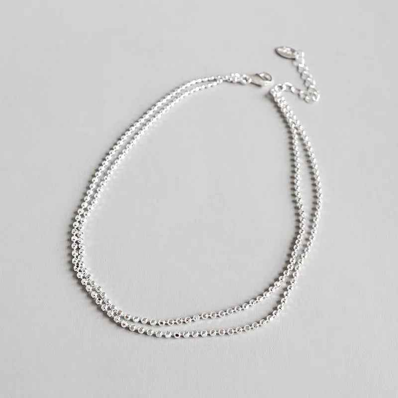 Women Double Chain Bead Anklet Bracelet Sexy Foot Ankle for Lady Girls