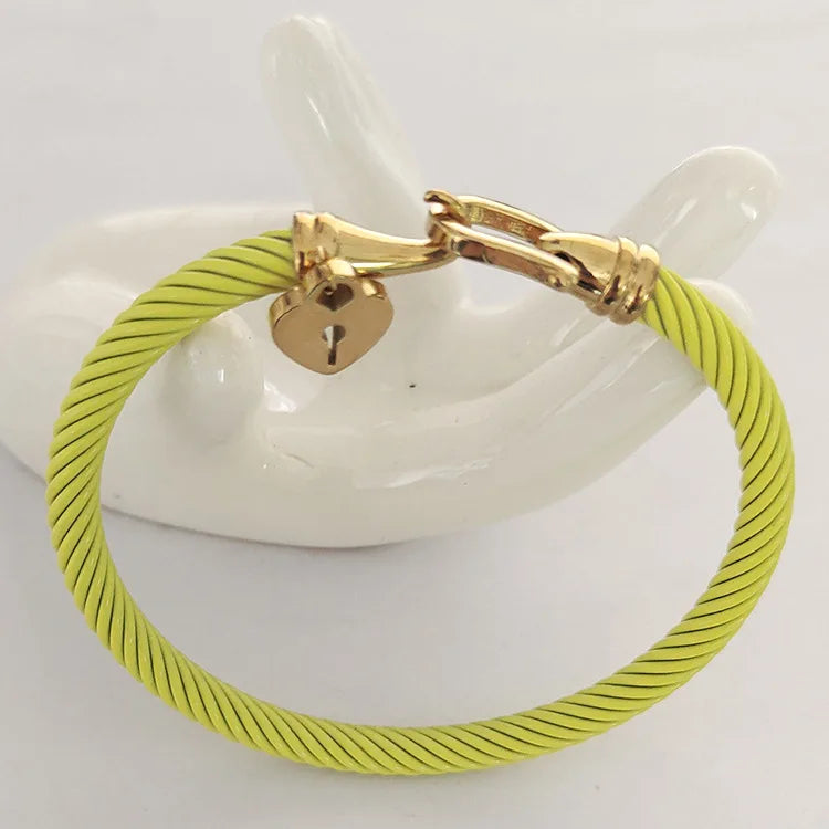 Heart Pendant with Colored Wire Bangles for Women