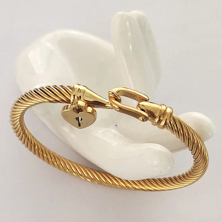 Heart Pendant with Colored Wire Bangles for Women