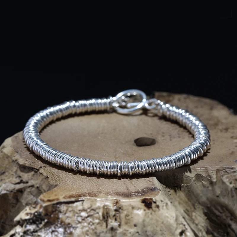 YS Silver Circle Bracelet Men's Personality Couple Bracelet