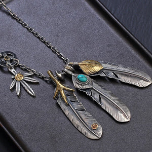 Vintage Style Turquoise Eagle Claw Necklace Tai Chain Jewelry