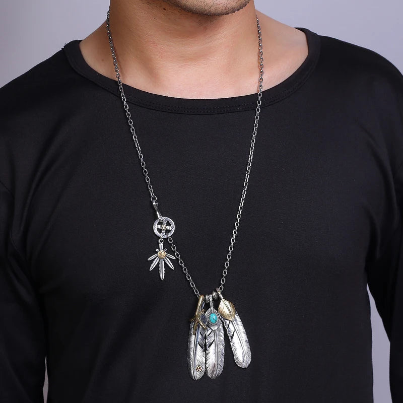 Vintage Style Turquoise Eagle Claw Necklace Tai Chain Jewelry