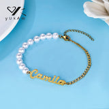 Adjustable Steel Bracelet with Pearl for Girls