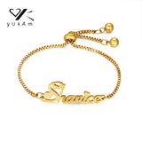 Adjustable Steel Bracelet Women Bracelets Stainless Personalized Name Bead