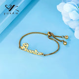 Adjustable Steel Bracelet Women Bracelets Stainless Personalized Name Bead