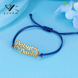 Adjustable Steel Rope Bracelet with Name for Women