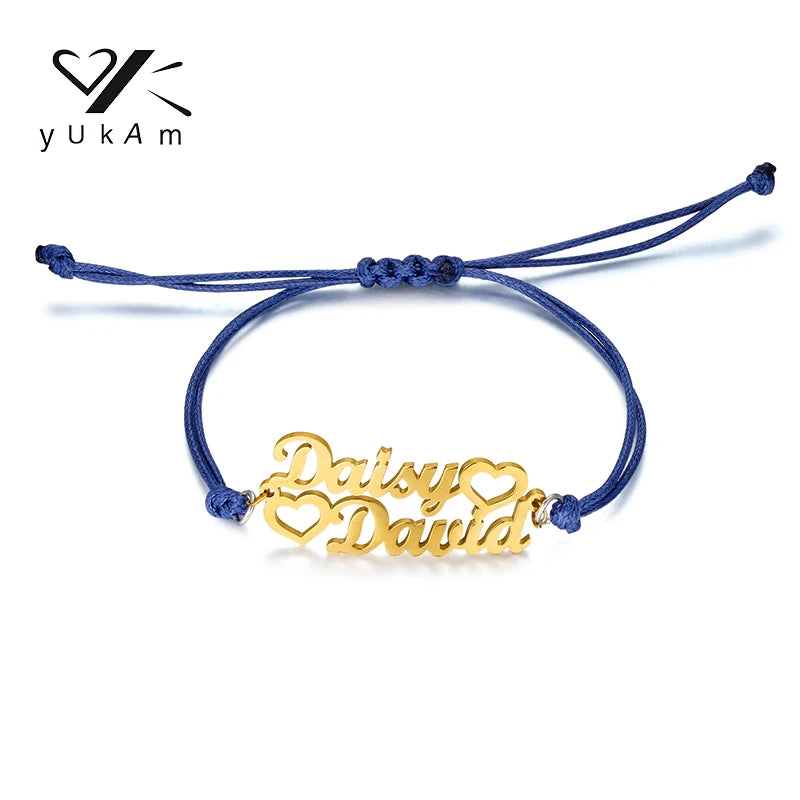 Adjustable Steel Rope Bracelet with Name for Women