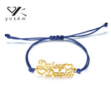 Adjustable Steel Rope Bracelet with Name for Women