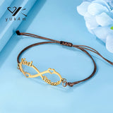 Brown Rope Name Bracelet Personalized Gift Women Bracelets