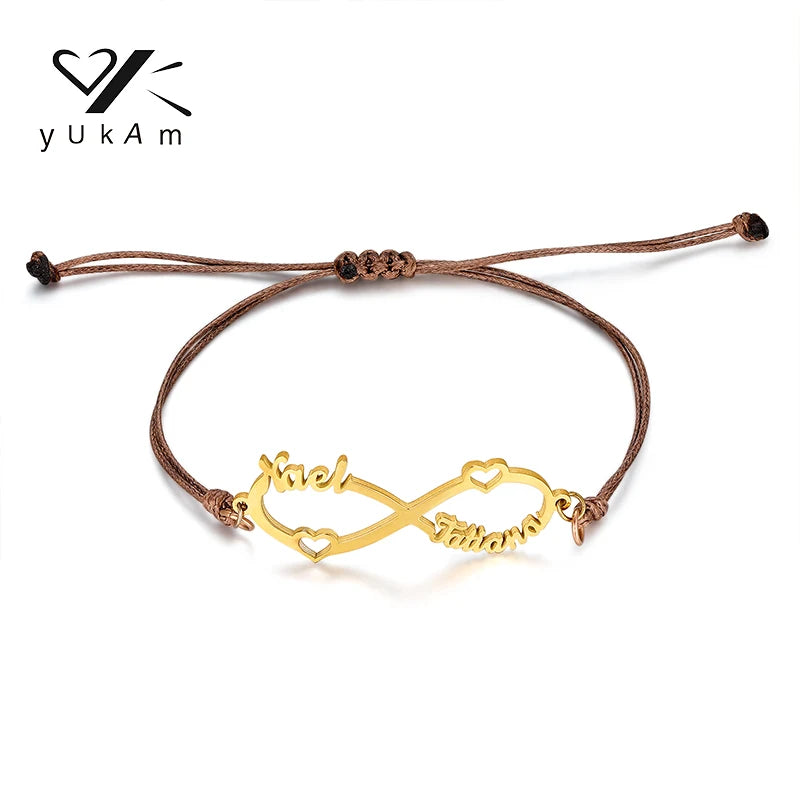 Brown Rope Name Bracelet Personalized Gift Women Bracelets