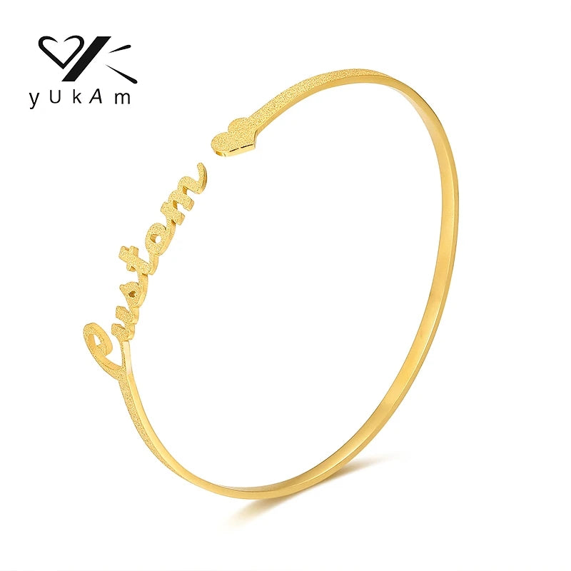 Steel Bangle Bracelet for Women Frosting Surface Smooth Stainless