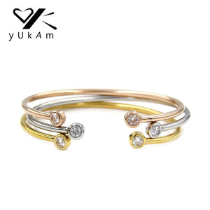 Crystal Rhinestone Cuff Bangle Stainless Steel Bracelet
