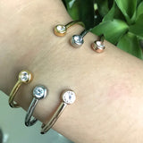 Crystal Rhinestone Cuff Bangle Stainless Steel Bracelet