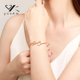Pearl Inlaid Bangle Bracelet Stainless Steel Personalized Gift