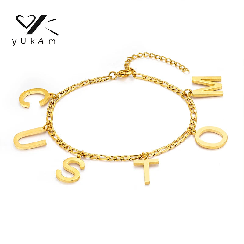 Large Letters Women's Bracelet Stainless Steel Chain Gift