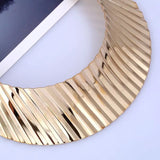 Personality Rock Stripe Bib Choker Statement Necklaces Women Wide Metal Punk