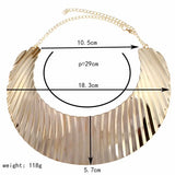 Personality Rock Stripe Bib Choker Statement Necklaces Women Wide Metal Punk