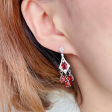 Natural Garnet Drop Earring 925 Sterling Silver 4X5mm Women Fashion Jewelry