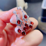 Natural Garnet Drop Earring 925 Sterling Silver 4X5mm Women Fashion Jewelry