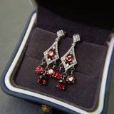 Natural Garnet Drop Earring 925 Sterling Silver 4X5mm Women Fashion Jewelry