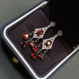 Natural Garnet Drop Earring 925 Sterling Silver 4X5mm Women Fashion Jewelry