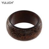 Vintage Red Carved Flower Bangles Wooden Ethnic Bracelets