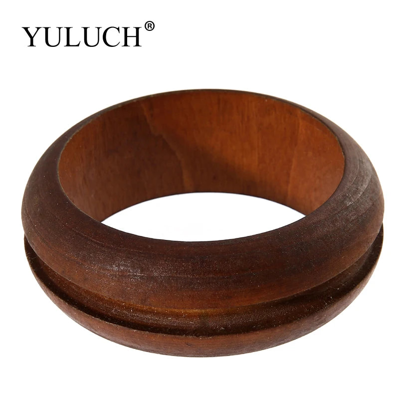Vintage BIG Wood Bracelet Jewelry Brown Bangles