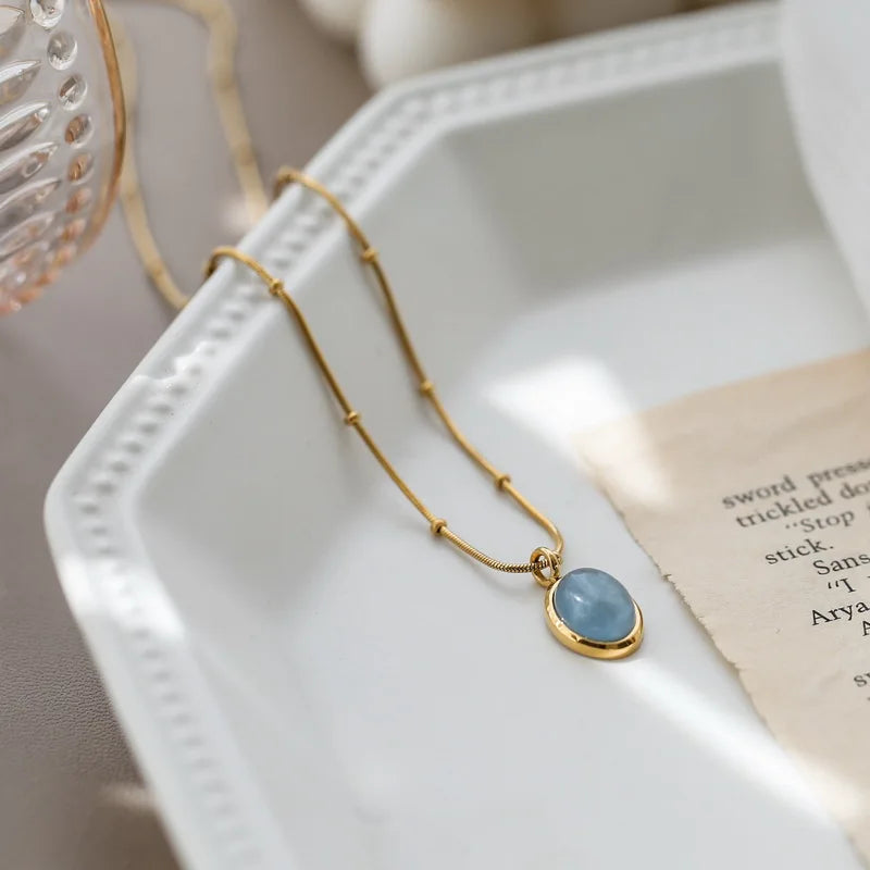 YUN RUO 18K Natural Crystal Pendant Necklace Woman Jewelry