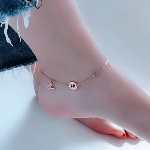 M Letter Anklet Chain Rose Stainless Steel Jewelry Never Fade