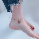 Longevity Lock Anklet Chain Rose Stainless Steel Jewelry