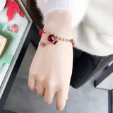 Rose Stainless Steel Lucky Money Bag Red Bracelet Woman Jewelry