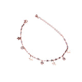 Rose Star Crystal Anklet Chain Woman 316 L Titanium Steel Jewelry