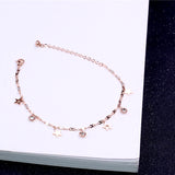 Rose Star Crystal Anklet Chain Woman 316 L Titanium Steel Jewelry
