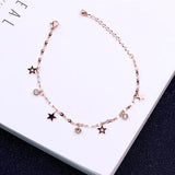 Rose Star Crystal Anklet Chain Woman 316 L Titanium Steel Jewelry