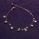 Rose Star Crystal Anklet Chain Woman 316 L Titanium Steel Jewelry
